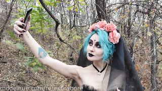 Halloween Cosplayes hölgyemény popóba rakva